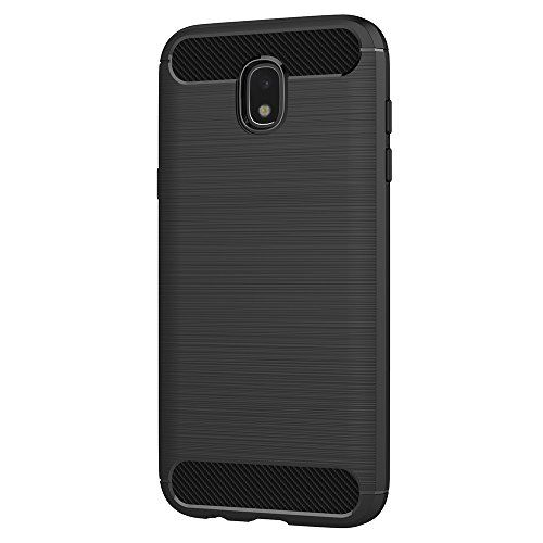 AICEK Coque Samsung Galaxy J5 2017, Noir Silicone Coque pour Samsung J5 2017 Housse Fibre De Carbone Etui Case (5,2 Pouces SM-J530F)