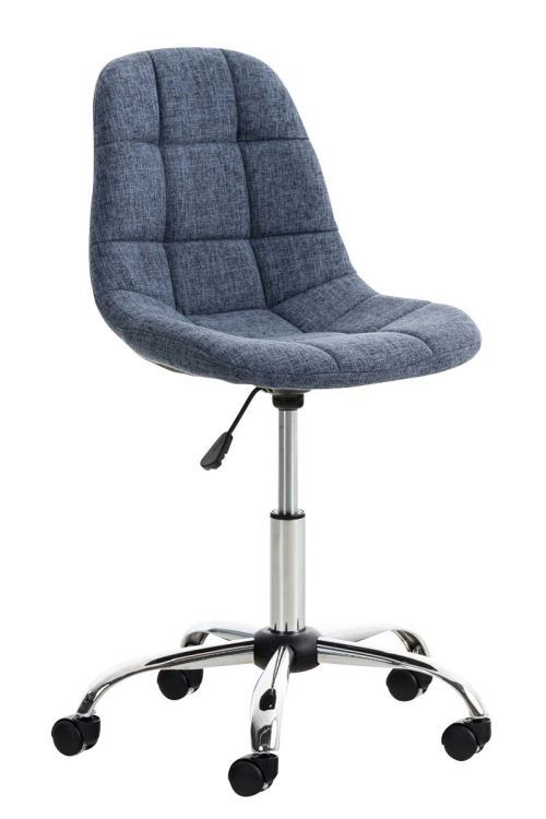 Chaise de Bureau Emil en Tissu avec Piètement en Métal chromé - Couleur Bleu