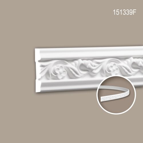 Cimaise 151339F Profhome Moulure décorative flexible style Rococo-Baroque blanc 2 m