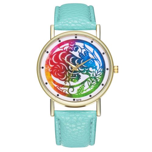 Montre de sport pour homme avec bracelet en cuir et quartz T273-AMenthe verte
