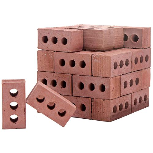 Nouveau 56Pcs Mini Briques Cement Cinder Construire Votre Propre Mur Minuscules Mini Briques Rouges BT326