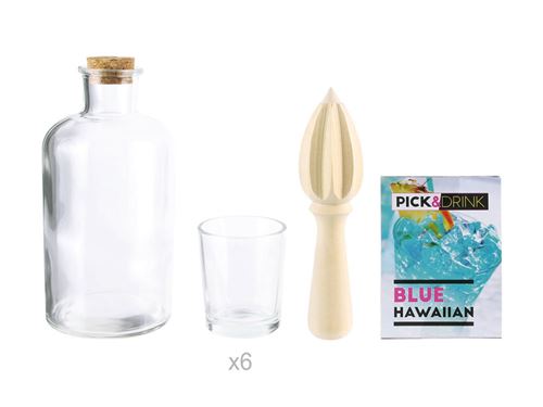 Coffret cocktail blue Hawaiian - Lot de 8