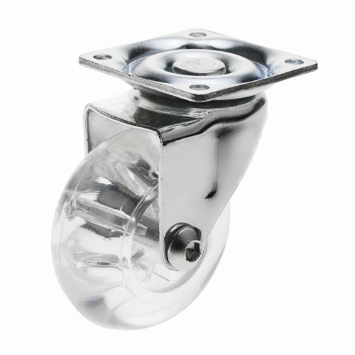 Roue pivotante en polyuréthane et PVC transparent sans frein 50 mm