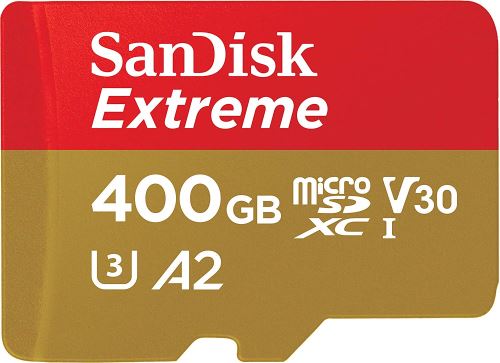 SanDisk Extreme Carte mémoire micro SDXC 400 Go - A2 Video Class V30 / UHS-I U3 UHS-I adaptateur microSDXC vers SD inclus(e)