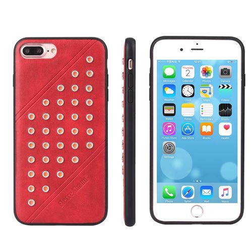 Etui en PU revêtue rivet rouge pour votre Apple iPhone 8 Plus/7 Plus