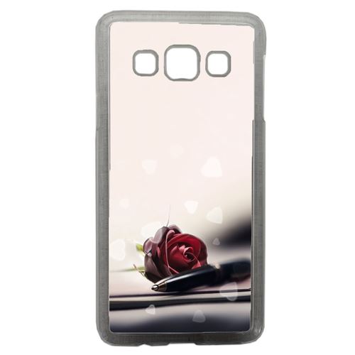 Coque Stylo Rose Coeur Compatible Samsung Galaxy A3 Transparent