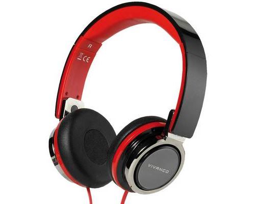 Vivanco SR 770 - Koptelefoon met micro - op oor - met bekabeling - 3,5 mm-stekker - zwart, rood