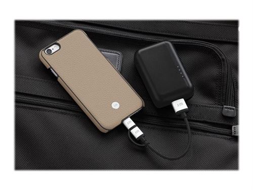 JustMobile Quattro Back - Coque de protection pour téléphone portable - robuste - cuir véritable, polycarbonate - beige - pour Apple iPhone 6s