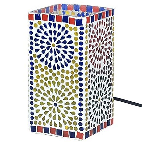 Lampe rectangulaire en verre rosaces multicolores