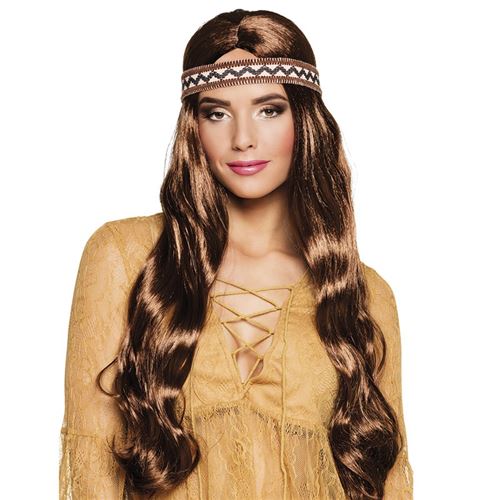 perruque hippie bandeau marron femme - 85825