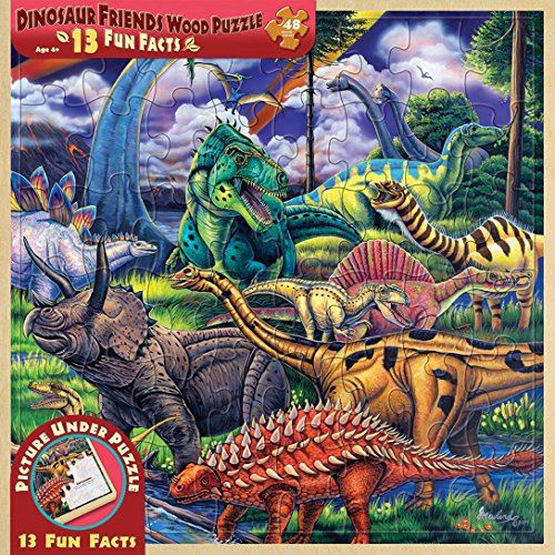 MASTERPIECES  Fun Facts 48-Piece Wood Puzzle, Dinosaur Friends 