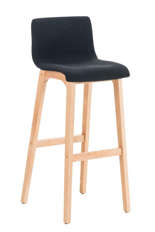 CLP Tabouret de bar Hoover Assise en Tissu pieds Bois Nature , Noir