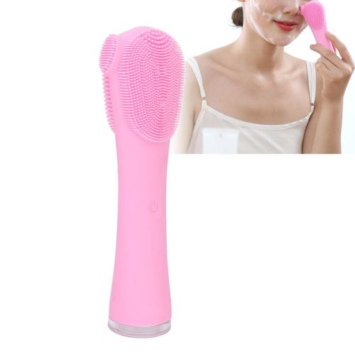 Machine de nettoyage faciale de vibration ultrasonique de silicone électrique tenu dans la main (Rose)