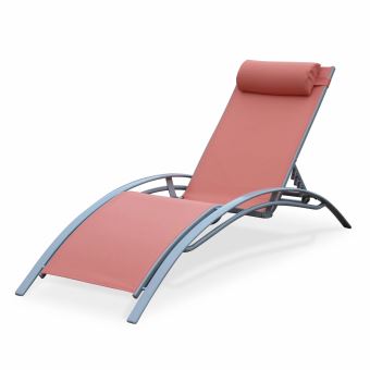 Bain de soleil en aluminium et textilène Louisa Noir