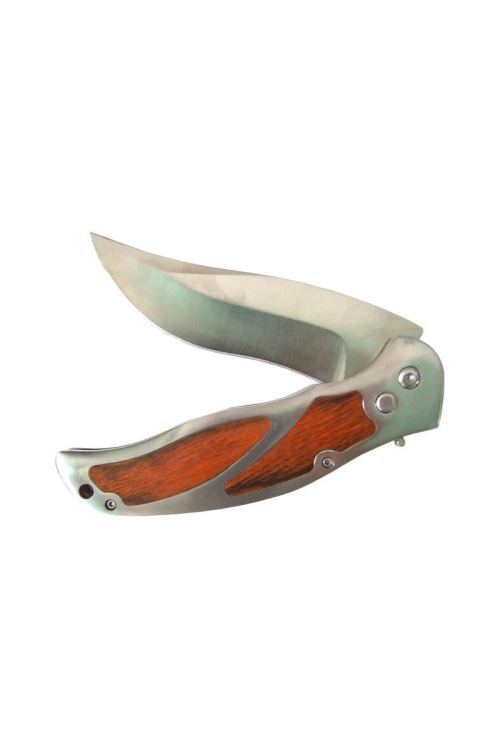KAND'BASE Couteaux Clip Ceinture Cran de Sécurité Manche Métal et Bois
