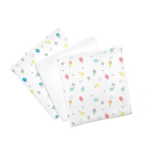DOMIVA Lot de 3 langes - Bambou assorti imprimé - 60x60 cm - 2 imprimées glace + 1 etoile