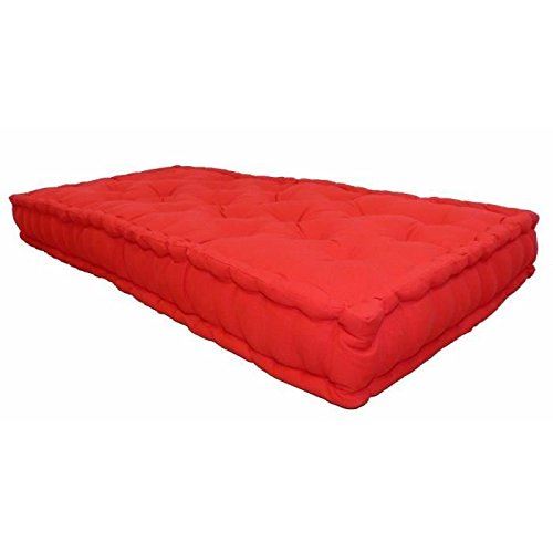 Coussin de sol Double 60x120x15 cm Rouge