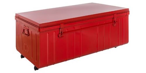 Pierre Henry - Table basse malle en métal Rouge
