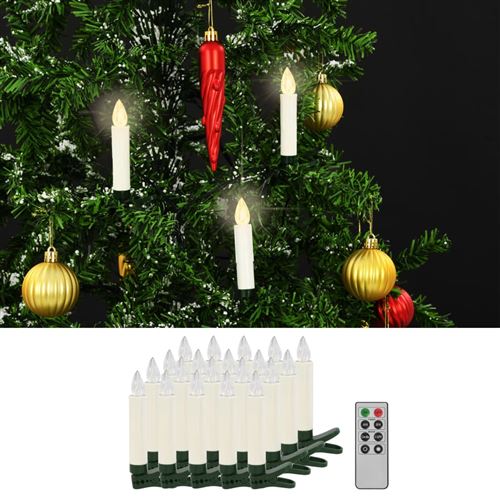 Bougies LED sans fil avec télécommande 20 pcs Blanc chaud