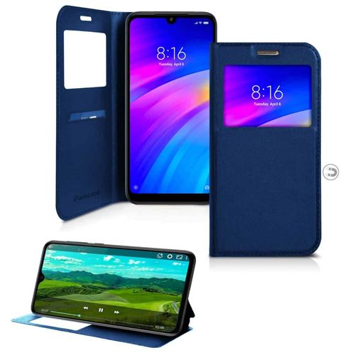 Etui XIAOMI REDMI 7-Fenêtre Affichage -Bleu