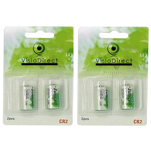 Lot de 4 Piles lithium type CR2 3V 800mAh compatibles CR15270 - Visiodirect -