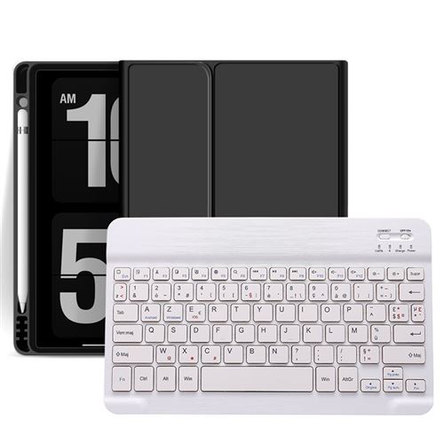 Étui HSMY en Silicone avec Clavier Français AZERTY Bluetooth pour iPad Air4 10.9 - Noir&Blanc