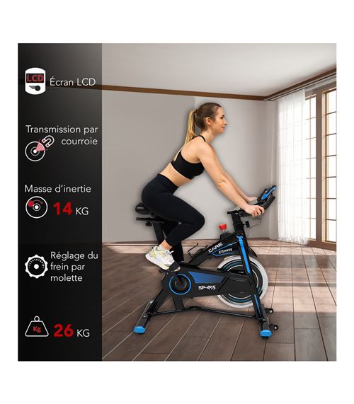 Vélo d'appartement spinning - O'Fitness - Compteur 5 fonctions