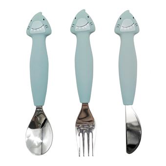 Couverts 3 pièces en silicone - Mr. Shark - 1