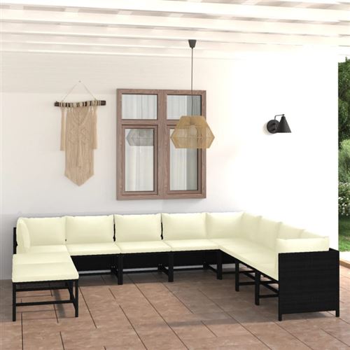 Non Communiqué Noir Salon De Jardin Modulable Vidaxl 9 Pieces Polyethylene 60 X 60 Cm 9 Personnes