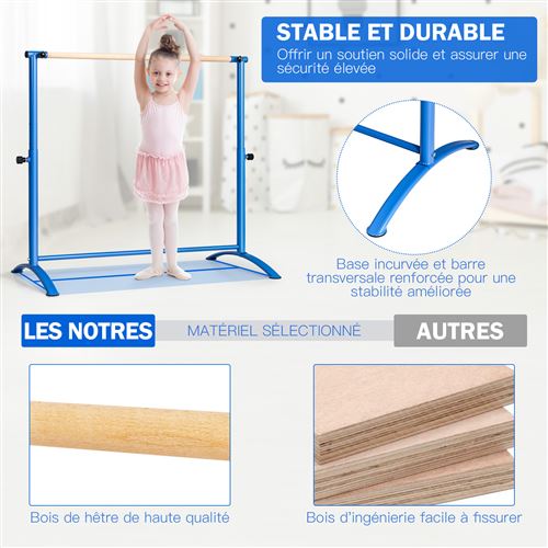 Barre Gymnastique GIANTEX en Acier Diamètre 4CM Hauteur Réglable