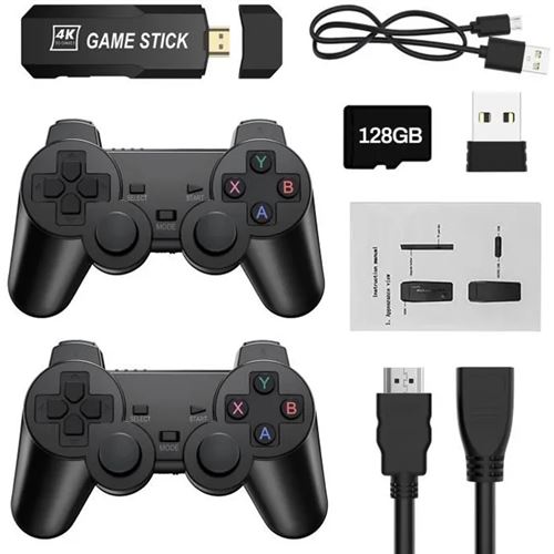 CarlyleMofan Console de jeu vidéo rétro Game Stick 4K GD10 128 Go avec 30+ émulateurs et 30000+ jeux intégrés