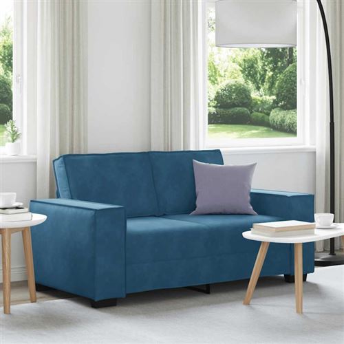Non Communiqué Bleu Canapé À 2 Places 120 Cm Velours
