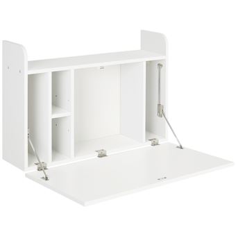 Bureau pliant mural blanc, table de travail de bureau pliante convertible  avec grand espace de rangement