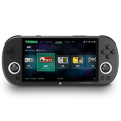 Console de jeu SZSMART Trimui Smart Pro 4,96 pouces, système open source, 256 Go (16 000 Go) - Noir