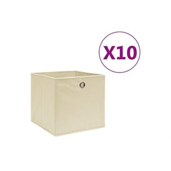 Boîtes de rangement 10 pcs tissu intissé 28x28x28 cm crème - 1