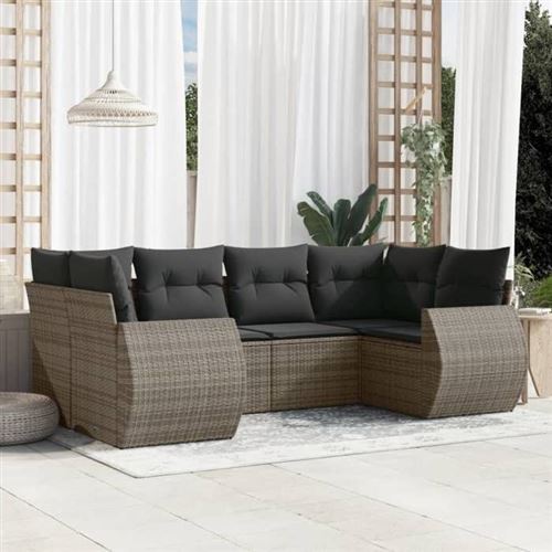 vidaXL - Salon de jardin - 6 pièces - Gris - Image 2