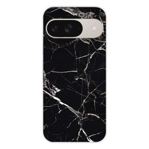 Coque en silicone imprimée compatible Google Pixel 9 Marbre Noir