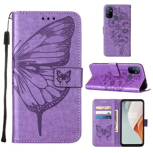 MPFRANCE Housse pour OnePlus Nord N100 Violet [Papillon V3]