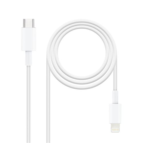 Câble Nanocable Lightning Mâle vers USB-C Mâle 2m Blanc - Image 4