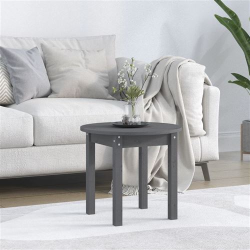 VIDAXL - Table basse - Bois de pin massif - Gris - Ø 45 x 40 cm - Image 3