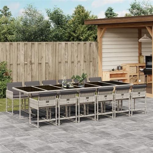 Non Communiqué Beige Vidaxl Ensemble À Manger De Jardin Avec Coussins 13 Pcs, Table Et Chaise De Terrasse, Meubles De Patio 3211307