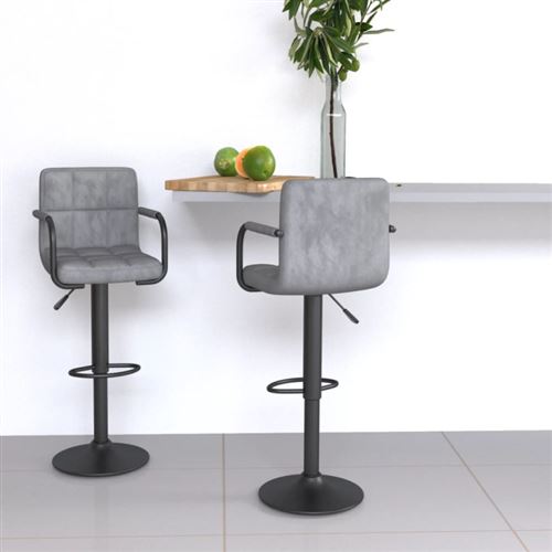 Vidaxl Gris/Clair Tabourets De Bar Lot De 2 Velours - Image 3