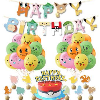 box décoration anniversaire pokemon enfant ballons et table