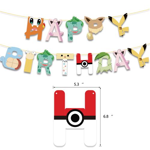 Décoration Anniversaire pour Enfants Bannière Ballon Latex Gâteau Décoration  Thème Pokémon - Article et décoration de fête - à la Fnac