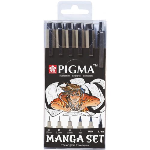 Lot De 6 Feutres Noir Et Porte-Mine Sakura Manga