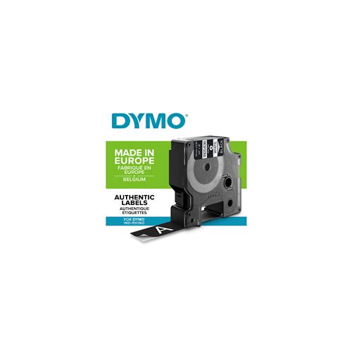 DYMO Rhino - Etiquettes Industrielles Vinyle 19mm x 5.5m - Blanc sur Noir