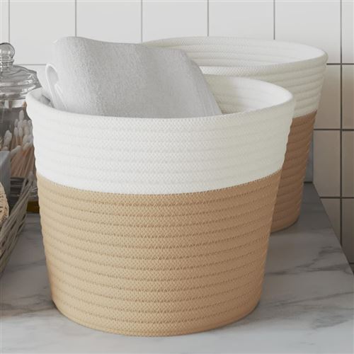 Vidaxl Beige/Blanc Paniers De Rangement - Et - Image 3