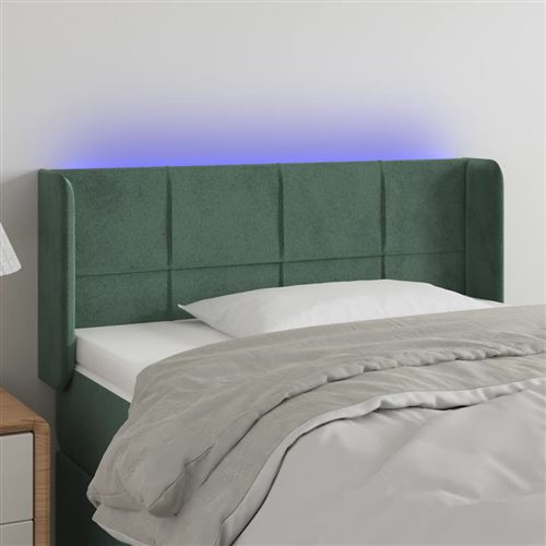 vidaXL Tête de lit à LED Vert foncé 93x16x78/88 cm Velours3123275