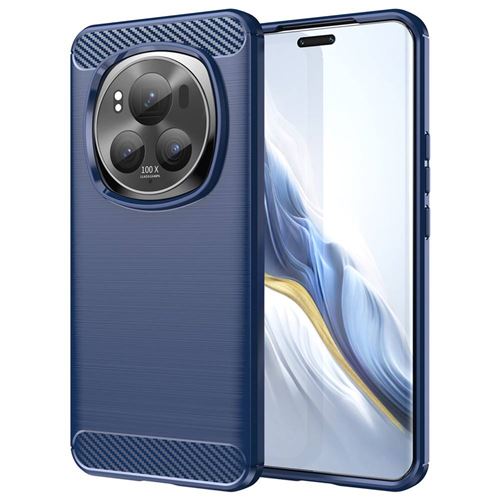 Coque pour Honor Magic 6 Pro 5G - housse etui silicone gel carbone + film ecran - BLEU FONCE - htdmobiles