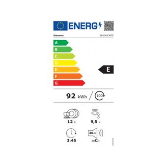 siemens - lave-vaisselle 60cm 12 couverts 46db tout intégrable - se63hx36te